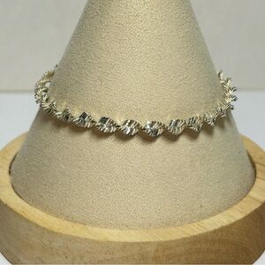 Italian made Sterling Silver 925 Twist Bracelet Designer Stamped Diamond Cut
